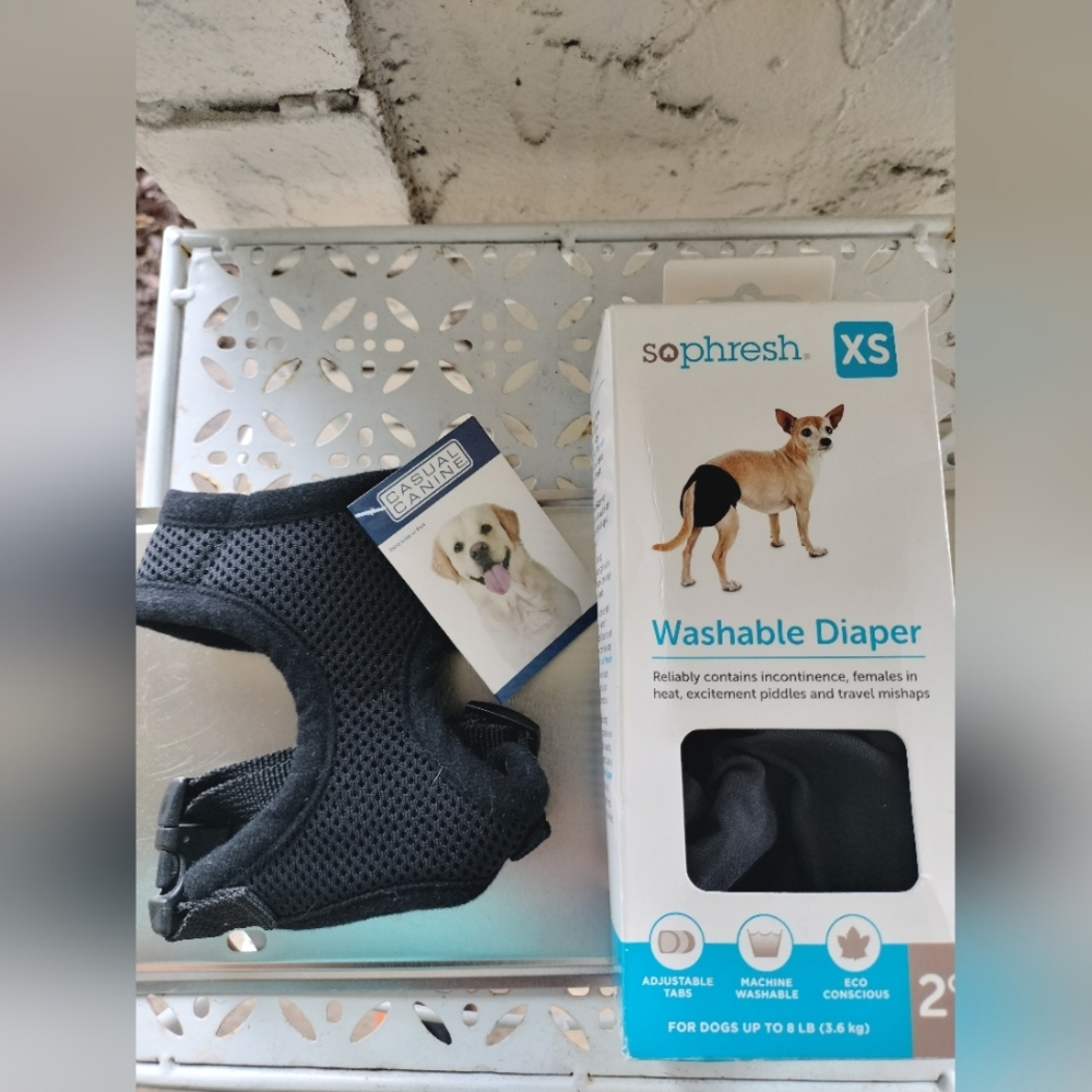 2 piece Sophresh X- Small Doggy Diapers & Casual Canine Harness